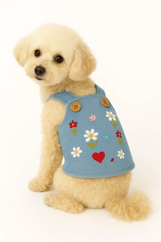 Düğmeli Çiçekli Kot Elbise