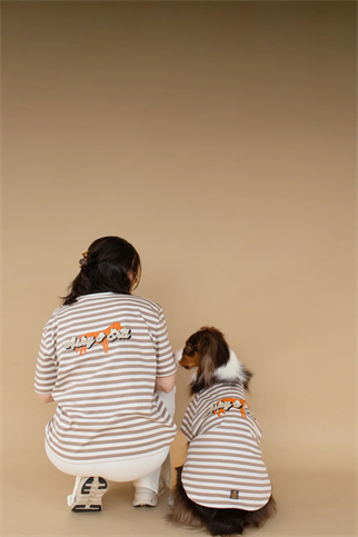 Asky&Erd AskyxHuman Heritage Stripe Tshirt Oat Latte