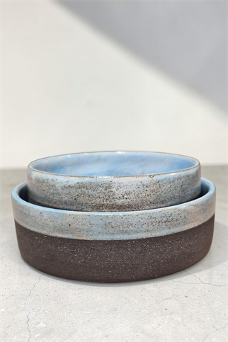 Feza Seramik Mama Kasesi Seti Siyah/Mavi (Küçük&Büyük)