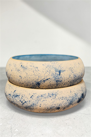 Feza Seramik Köpek Mama Kasesi Set 2li-Mavi