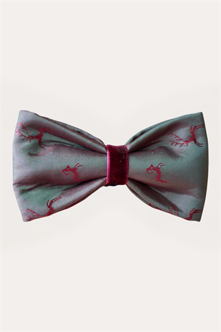 Khaki Bordeaux Satin Bow Tie Deers