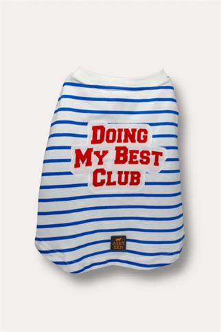 Asky&Erd Doing My Best Club Stripe T-shirt Köpek T-shirtleri Riviera Blue
