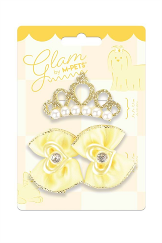M-Pets Glam Köpekler için Aksesuar Toka Sarı Taç