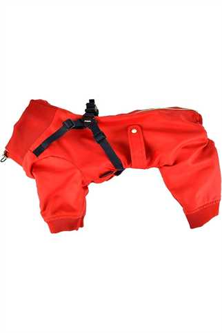 Puppia Garnet Polar Tulum Göğüs Tasmalı Kışlık Köpek Tulumu Kırmızı