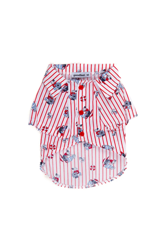 Goodboi Kırmızı Çizgili Poplin Kaptan Gömlek