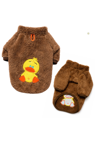 GedyCo Welsoft Ördekli Köpek Sweatshirt- Kahve