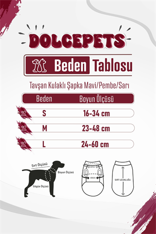 DolcePets Tavşan Kulaklı Şapka - Pembe