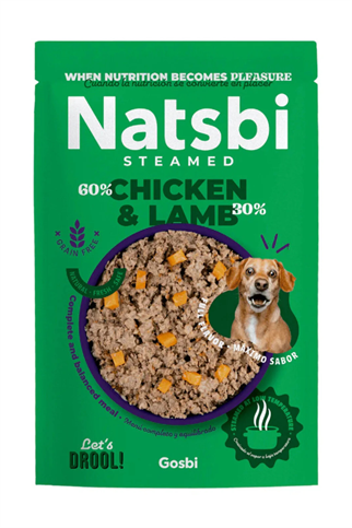 Gosbi Natsbi Buharda Pişirilmiş Tavuk & Kuzulu Yaş Köpek Mama 200g