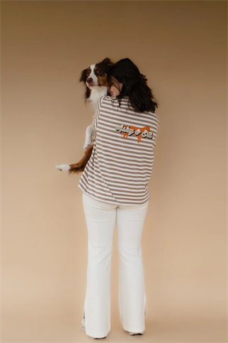 Asky&Erd AskyxHuman Heritage Stripe Tshirt Oat Latte