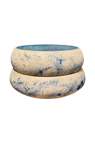 Feza Seramik Köpek Mama Kasesi Set 2li-Mavi