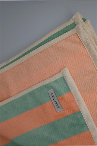 Asky&Erd AskyxHuman Soft Rituals Large Havlu Köpek Severler Seafoam & Salmon Stripe