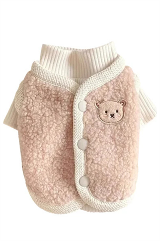 Dolcepets Ayıcık Desenli Köpek Hırka Pembe