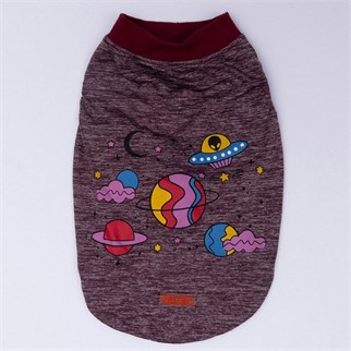 PawStar Bordo Space Time T-Shirt Küçük Irk