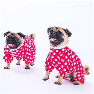 PawStar Fuşya Puantiyeli Tulum Yağmurluk Küçük ve Orta Irk