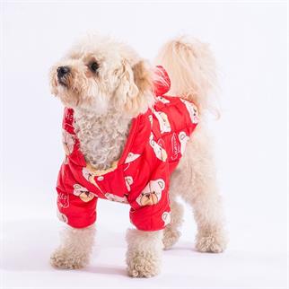 PawStar Kırmızı Teddy Puff Yağmurluk Küçük ve Orta Irk