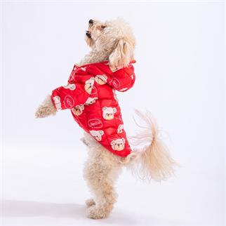 PawStar Kırmızı Teddy Puff Yağmurluk Küçük ve Orta Irk