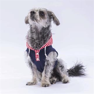 PawStar Lacivert Gingham Kapşonlu Polo T-Shirt