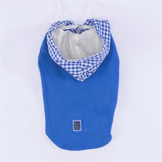PawStar Mavi Gingham Kapşonlu Polo T-Shirt