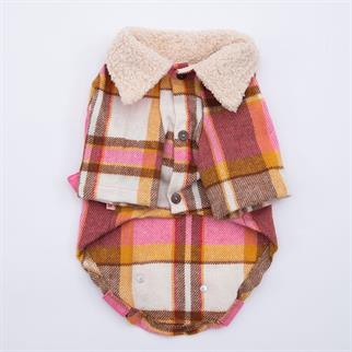 PawStar Pembe Plaid e Pelle Ceket