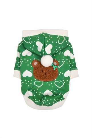 Puppia Fuzzy Bear Kapüşonlu Köpek Kazağı - Yeşil