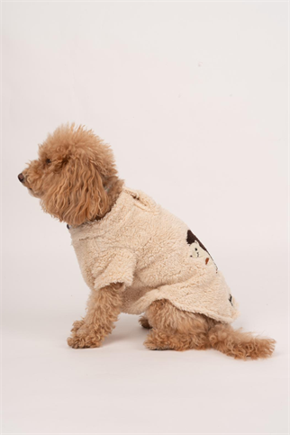 Doredog Köpek Kirpili Peluş Sweatshirt Krem