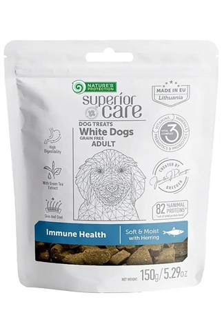 Nature’s Protection Superior Care Beyaz Tüylü Köpekler İçin Ringa Balıklı Bağışıklık Destekli Köpek Ödülü
