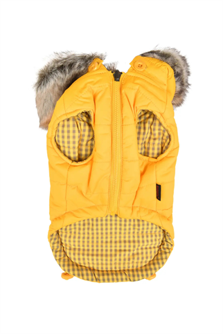 Puppia Hollis Tersyüz Kürklü Kapüşonlu Köpek Montu Sarı