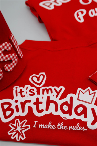 Asky&Erd It’s My Birthday Köpek T-Shirt Cherry Red