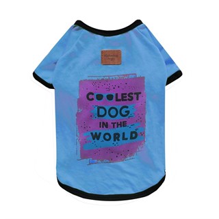 Alphadog Design Coolest Dog In The World Köpek T-Shirt Mavi