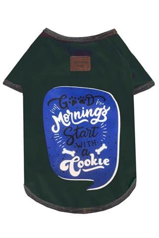 Alphadog Design Good Morning Start With A Cookie Köpek T-Shirt Yeşil