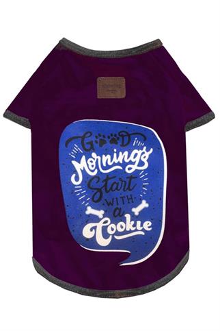 Alphadog Design Good Morning Start With A Cookie Köpek T-Shirt Bordo
