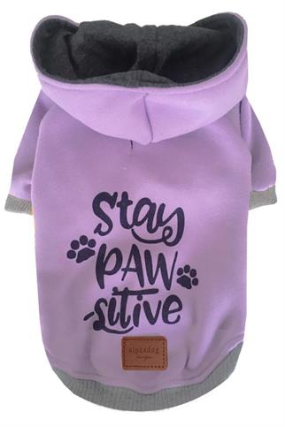 Alphadog Design Stay Pawstivie Köpek Sweatshirt Lila