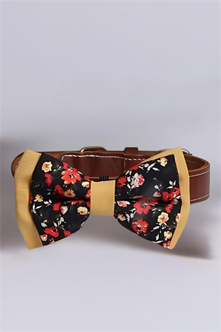 Asky&Erd Bow Tie Red Flowers Köpek Papyon