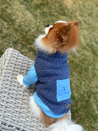 Asky&Erd Zippered Curly Vest | Blue