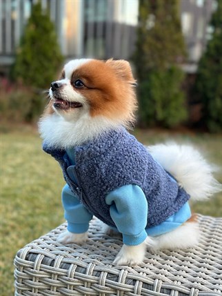 Asky&Erd Zippered Curly Vest | Blue