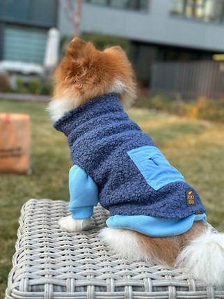 Asky&Erd Zippered Curly Vest | Blue