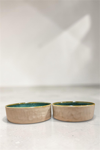 Feza Seramik Mama Kasesi Seti Beyaz/İçi Yeşil