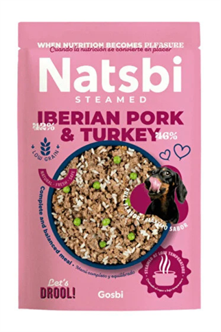Gosbi Natsbi Buharda Pişirilmiş Domuz & Hindili Yaş Köpek Mama 200g