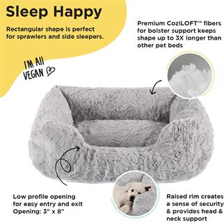 Best Friends by Sheri Soothe & Snooze Lounge Lux Memory Foam Rectangular Dog Bed, Washable, Gray, 50.8 x 38.1 x 20.3 centimeters