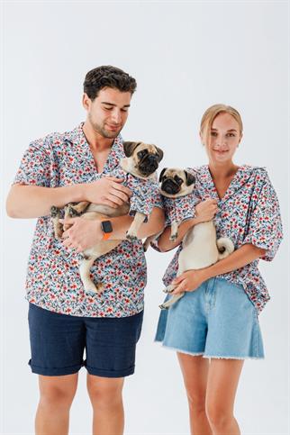 Hypet Fashion Blue Floral Gömlek