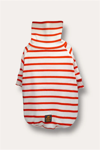 Asky&Erd Turtleneck Tshirt | Tangerine Stripe