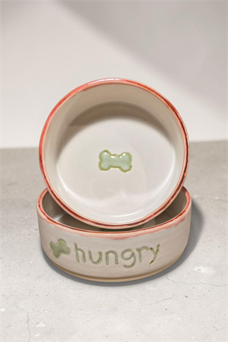 Feza Seramik Mama Kasesi Seti Thirsty/Hungry Beyaz