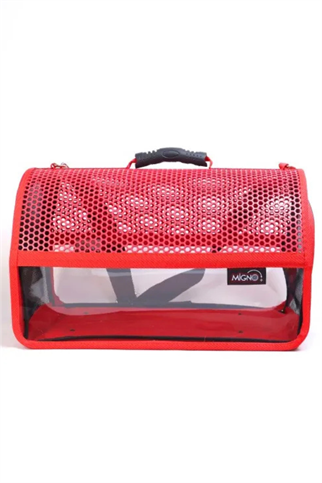 Migno Flybag Voyager Fileli-Şeffaf Model Kedi Köpek Taşıma Çantaları - Kırmızı