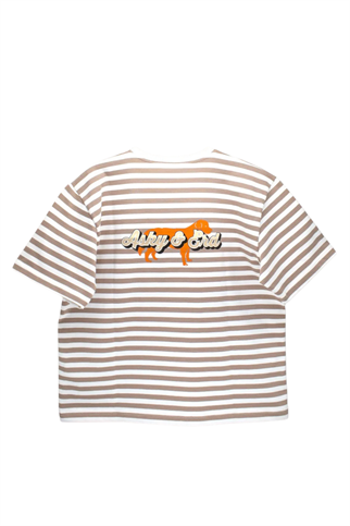 Asky&Erd AskyxHuman Heritage Stripe Tshirt Oat Latte