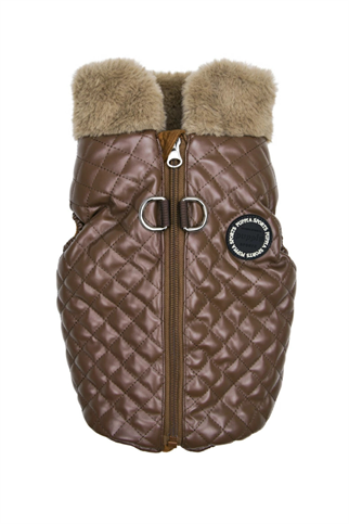 Puppia Dia Quilted Vest Jumper Köpek Tulumu - Kahverengi