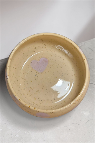 Feza Seramik Köpek Mama Kasesi- Benekli Lila Desen