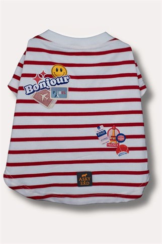 Asky&Erd Bonjour Paris Köpek T-Shirt | Rouge Breton