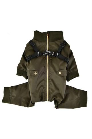 Puppia Garnet Polar Tulum Göğüs Tasmalı Kışlık Köpek Tulumu Haki