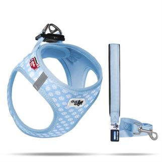 Curli Vest Puppy Harness Puppy Set Köpek Göğüs Tasması + Gezdirme Kayışı Skyblue-Circles