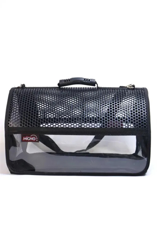 Migno Flybag Voyager Fileli-Şeffaf Model Kedi Köpek Taşıma Çantaları - Siyah